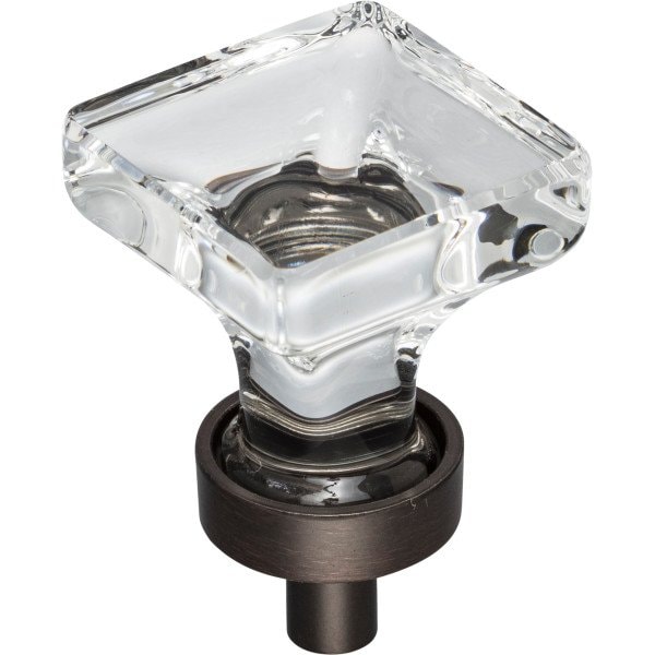 Jeffrey Alexander 1" Overall Length Brushed Oil Rubbed Bronze Square Glass Harlow Cabinet Knob G140DBAC - main